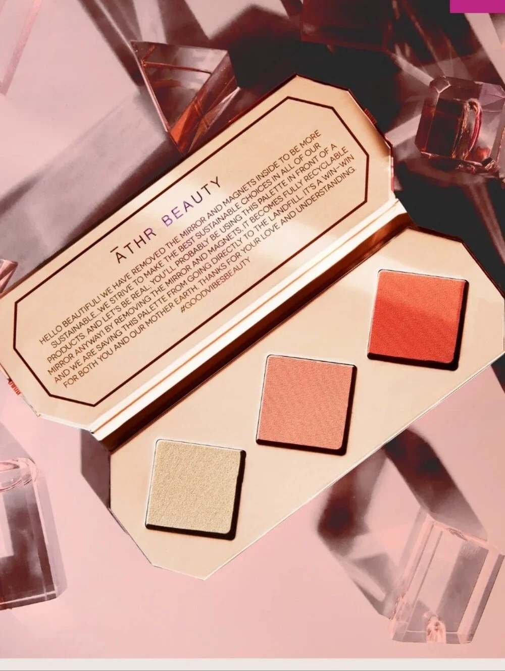 ATHR Crystal Charged Cheek Palette In Amber (Peach & Gold Trio) BNIB